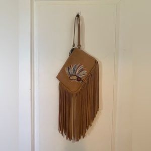 New hand painted fringe wristlet